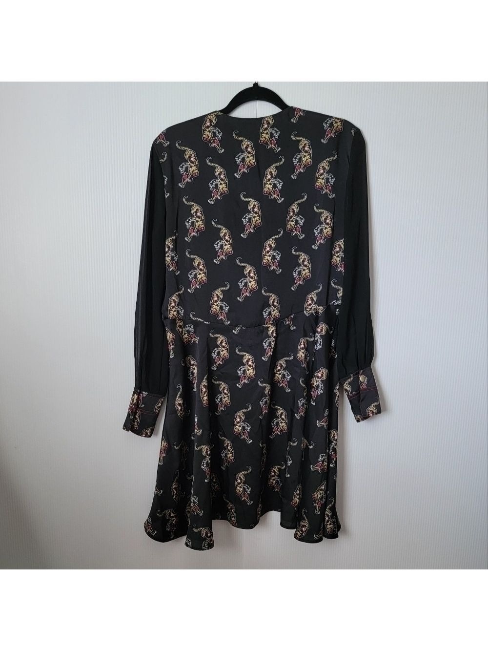 Sandro Paris Black Kayia Tiger Print Dress Size 3 - Picture 4 of 11